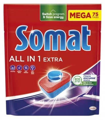Indaplovių tabletės SOMAT ALL IN ONE, 75 vnt.